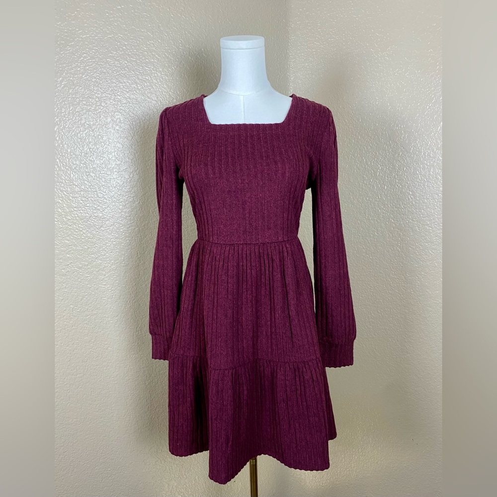 Frye Women’s Dark Red Ribbed Knit Dress – Long Sleeve – XS, M & XL – NWT